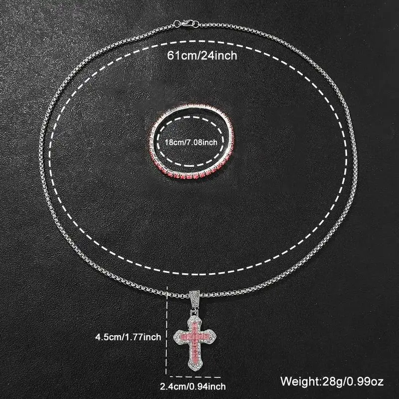 Charm 3-piece Women's Quartz Watch Set With Rhinestone Details - Including Circular Dial, Charming Cross Pendant Necklace And Br 6