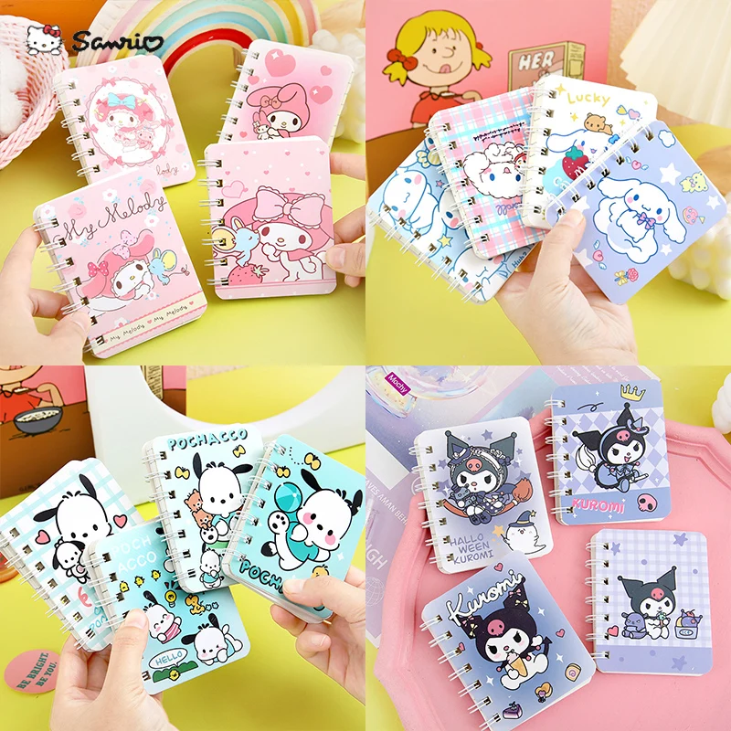

4pcs A7 Mini Portable Notebook Kawaii Sanrio Creative Cinnamoroll Kuromi Anime Student Stationery Coil Book Kid Diary Notepad