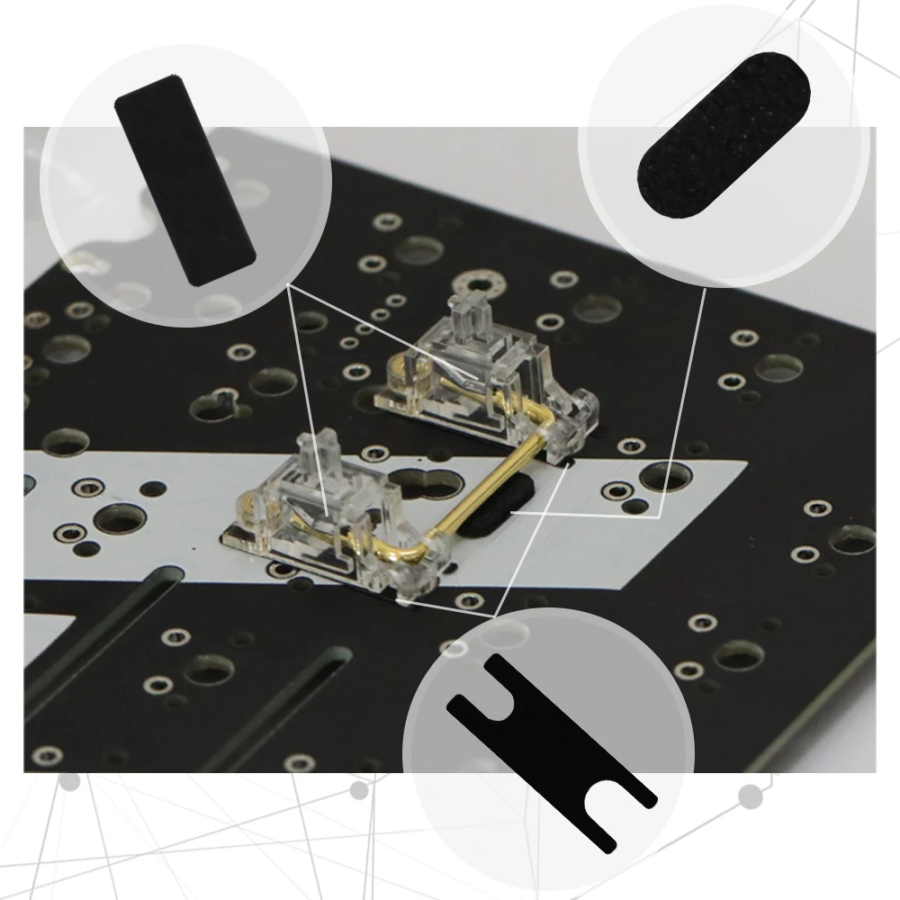 Teclado Mecânico Pcb Placa Reparação Almofada Filmes Estabilizador Satélite Eixo Gaxetas Adesivo Vermelho Aço Papel Isolamento Arruelas - Imagem 2