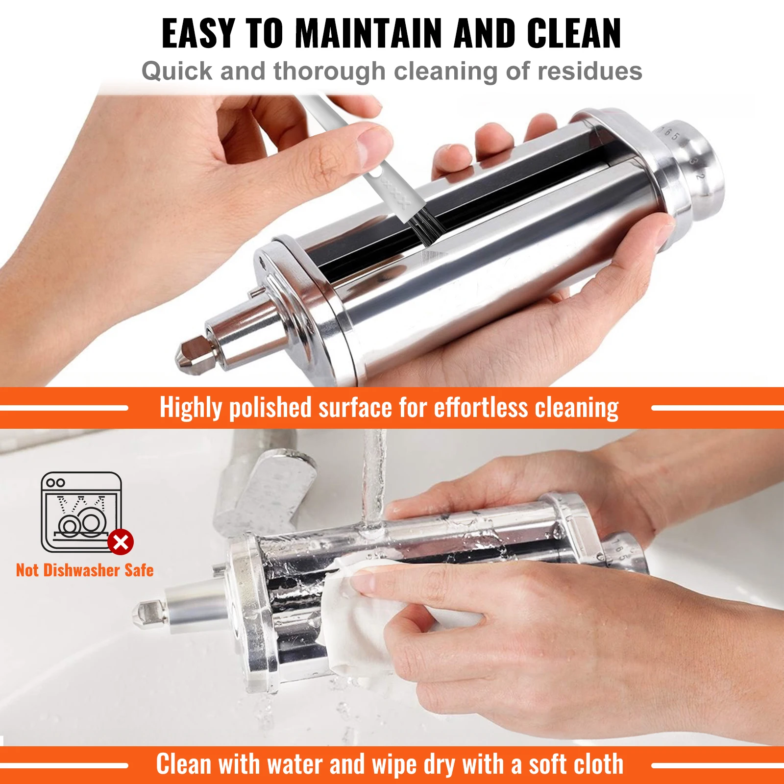SucceBuy Pasta Attachment for KitchenAid Stand Mixer Stainless Steel Pasta Sheet Roller Attachment Maker Kitchen Aid