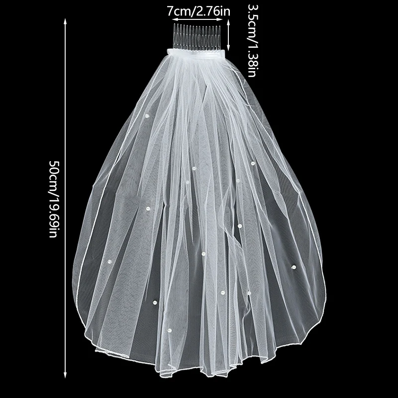 Bride White Tulle Veil With Comb Pearls Wedding Accessories Bachelorette Hen Party Decoration Bridal Shower Photo Props Gifts
