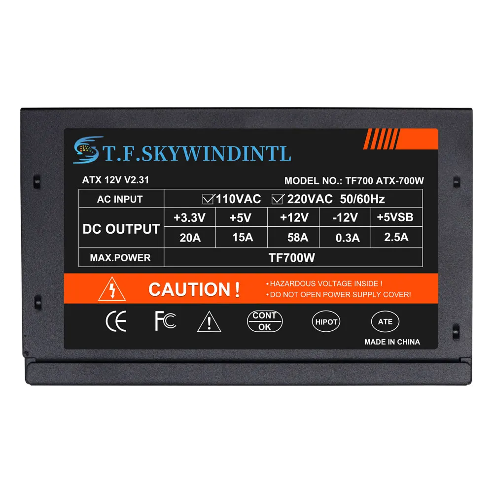 700W PC PSU 전원 공급 장치 검정색 게임용 조용한 120mm 팬 24핀 12V ATX ??BTC용 데스크탑 컴퓨터 전원 공급 장치