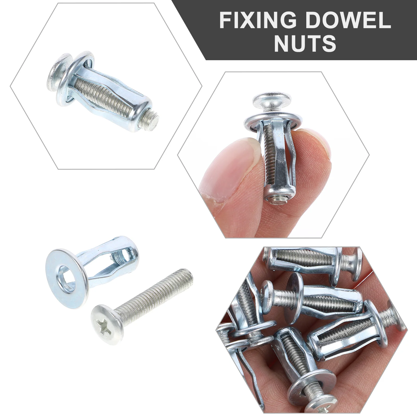 15Pcs CarbonSteel Galvanized PetalNut AnchorsShort HairScrews Kit ExpansionNuts FixingDowel JackTool SpiralThread DurableSafe
