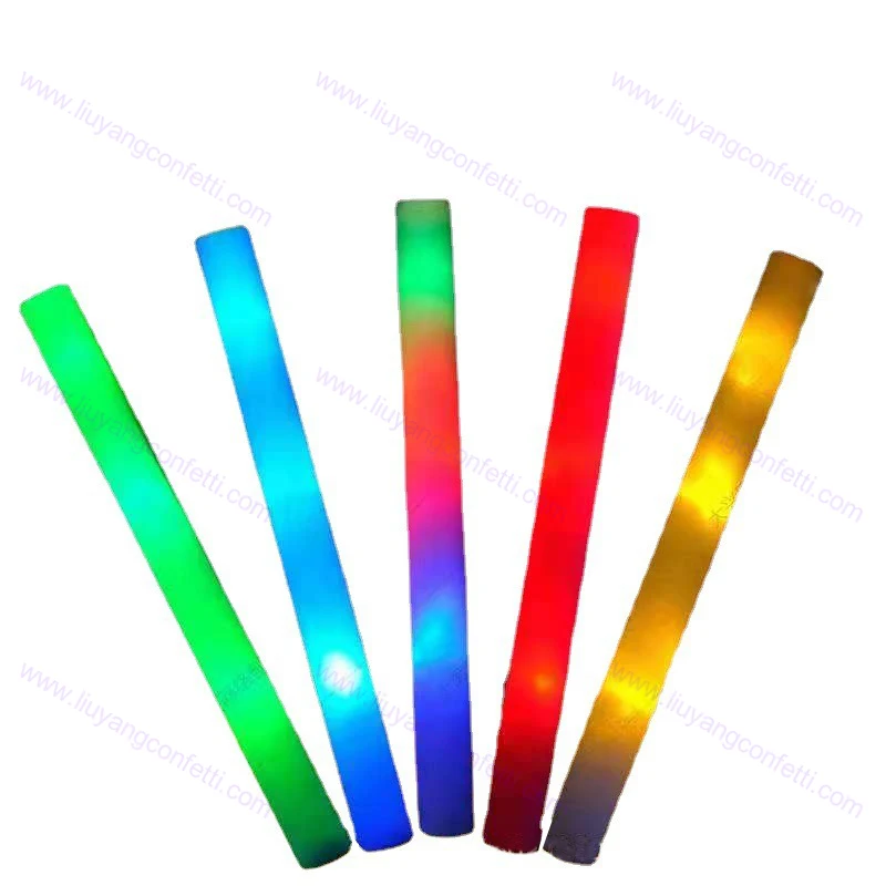 

12/15/30/60Pcs RGB LED Glow Foam Stick Bulk Colorful Cheer Tube Dark Light Birthday Wedding Party Supplies Neon Concert Kids Toy