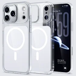 Official Clear Magnetic Phone Case with Metal Lens Protector - Shockproof Cover - iPhone 17 Pro (WHITE)