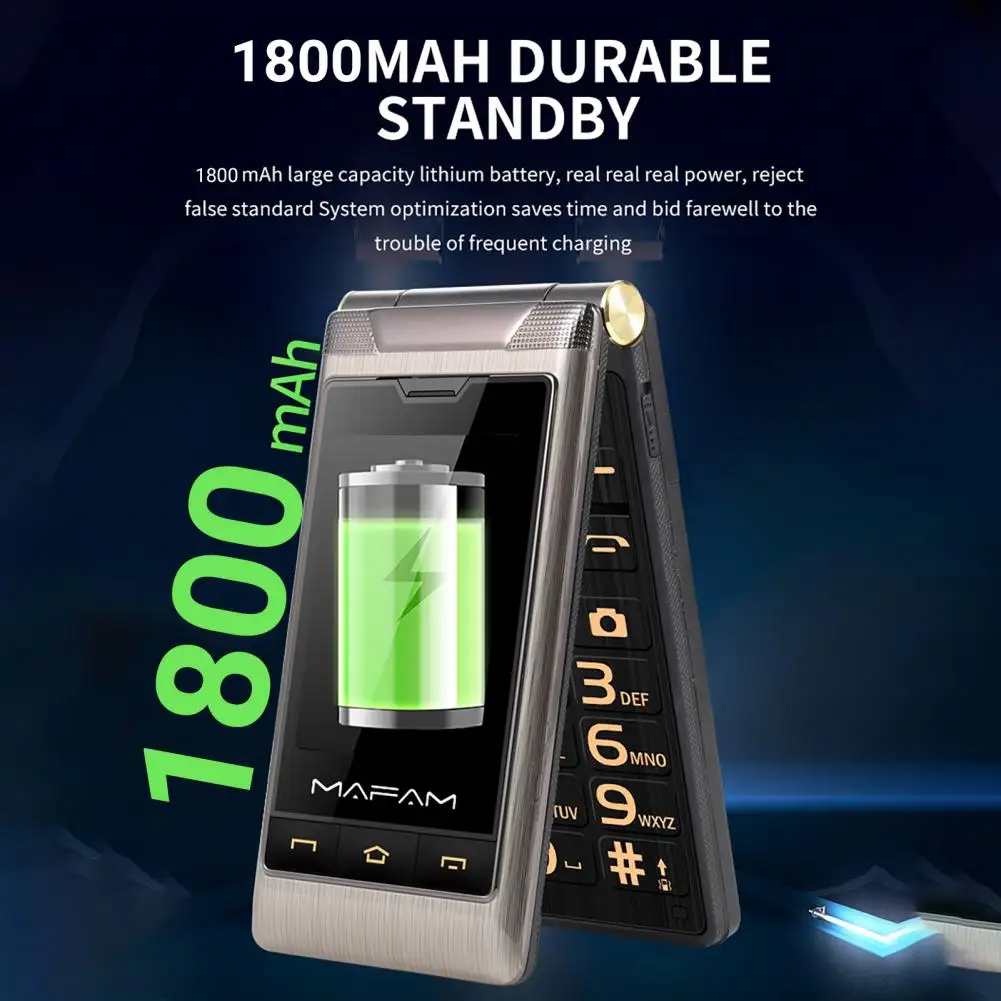 Yeemi Dual Display Flip Celular G10-c Gift Bolsa de Couro Teclado Grande Gsm 2g Grande Voz 5900mah Idoso