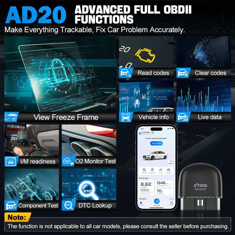 XTOOL Advancer AD20 Car Engine Diagnostic Tools OBD2 Code Reader Scanner Android /IOS Better than ELM327/AD10 Update 3