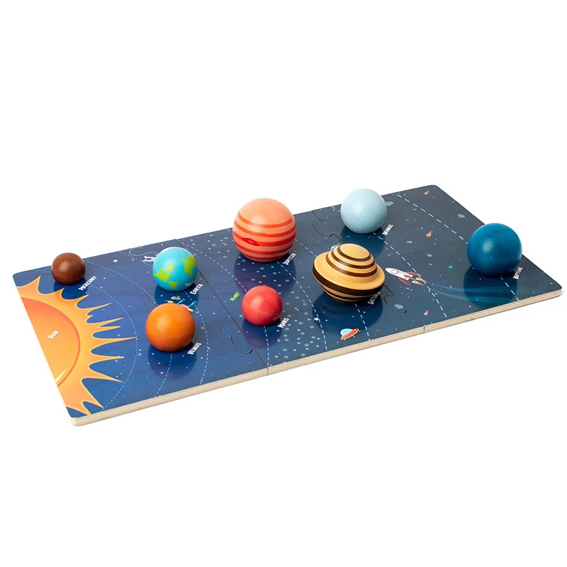 Wooden Puzzles Toy Solar System Eight Planet Cognition Matching