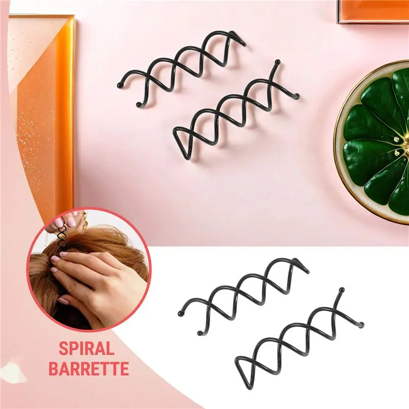 강력 추천-10개 1세트 나선형 회전 나사핀 헤어 클립 트위스트 바레트(블랙)