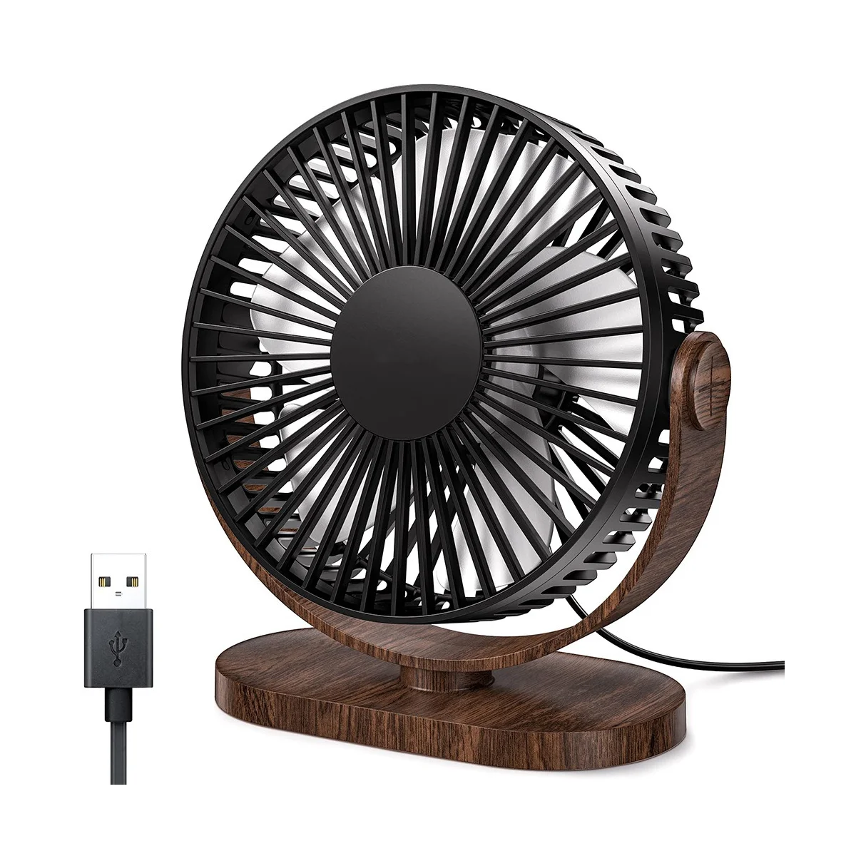 

6.5 Inch USB Desk Fan 3 Speeds Quiet Portable Desktop Table Fan 360° Adjustment Personal Mini Fan Office Black