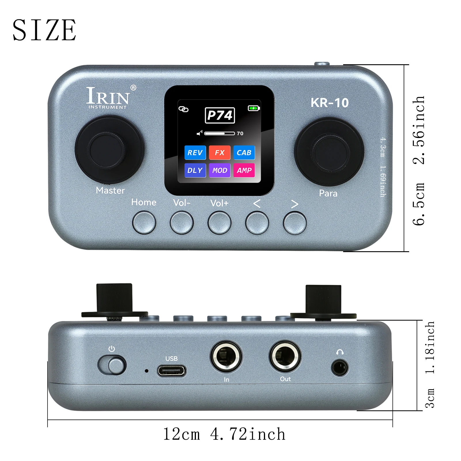IRIN KR-10 Guitar Multi-Effects Processor Guitar Bass Pocket Multi-Function Desktop Effects Processor Pedal APP Control