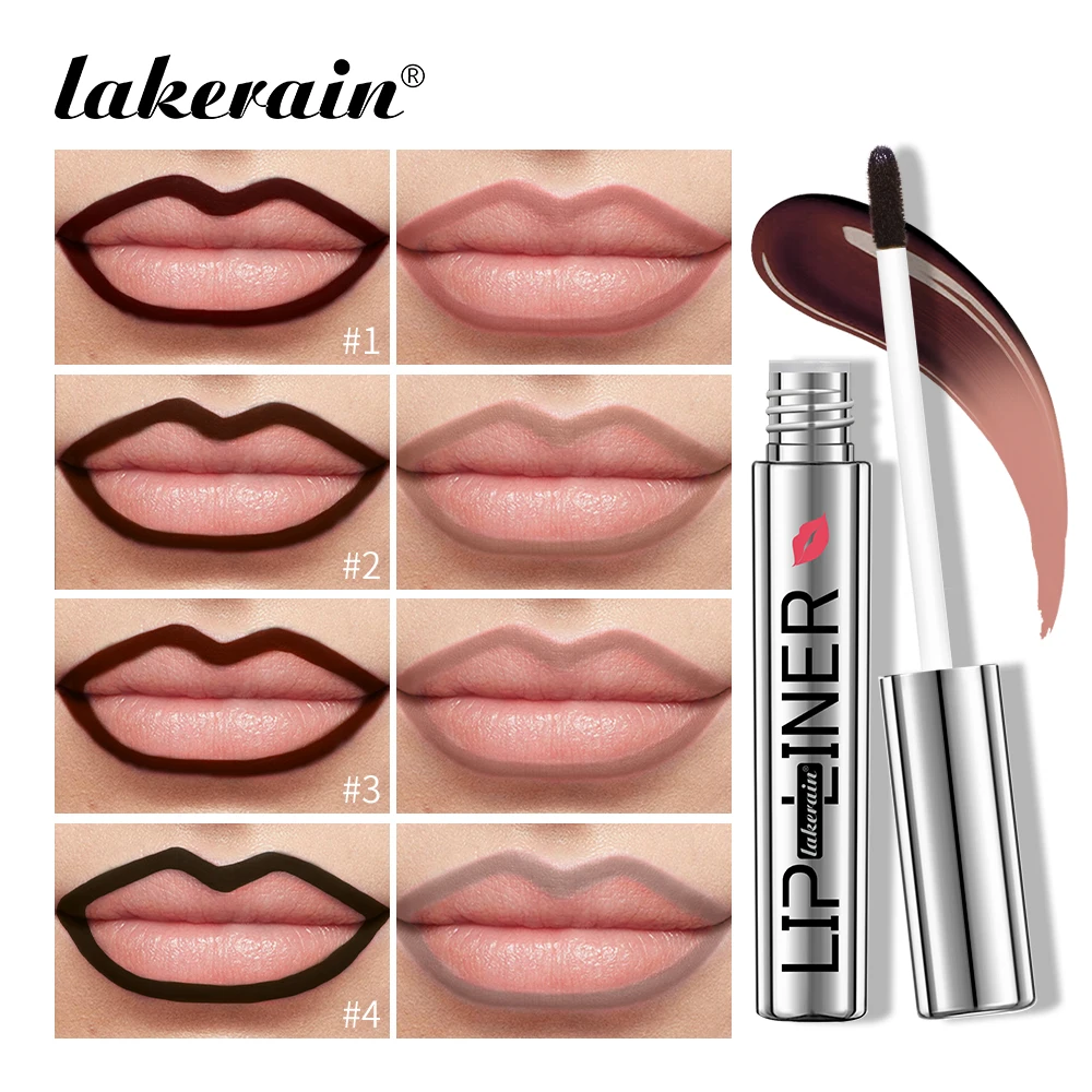 4Colors Waterproof Lip Liner Peel Off Tattoo Lipgloss Waterproof Long Lasting Matte Lip Tint Brown Contour Tear-off Lips Stain