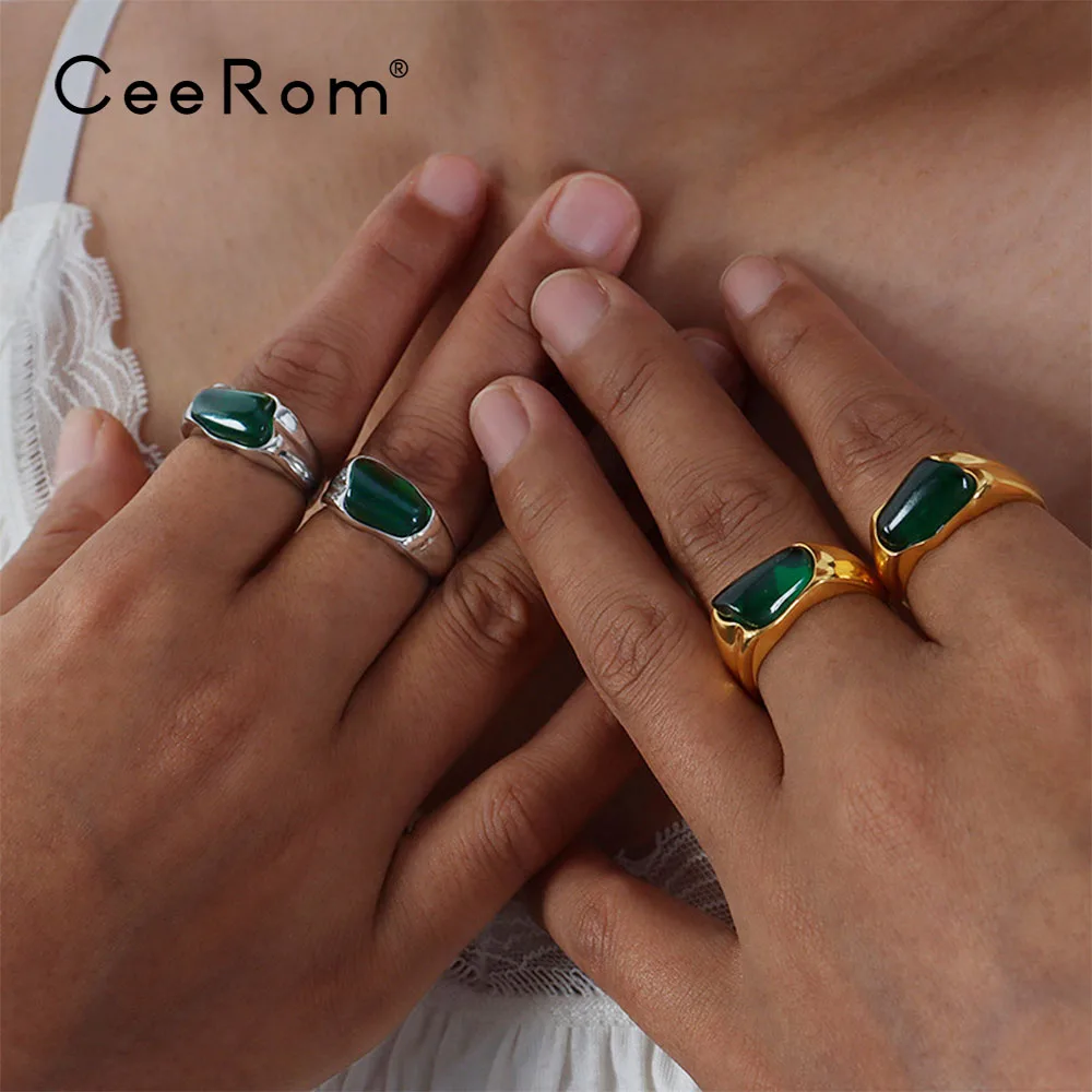 

CeeRom минималистичные кольца для женщин 18K золотой цвет нержавеющая сталь модные ювелирные изделия женские кольца оптом