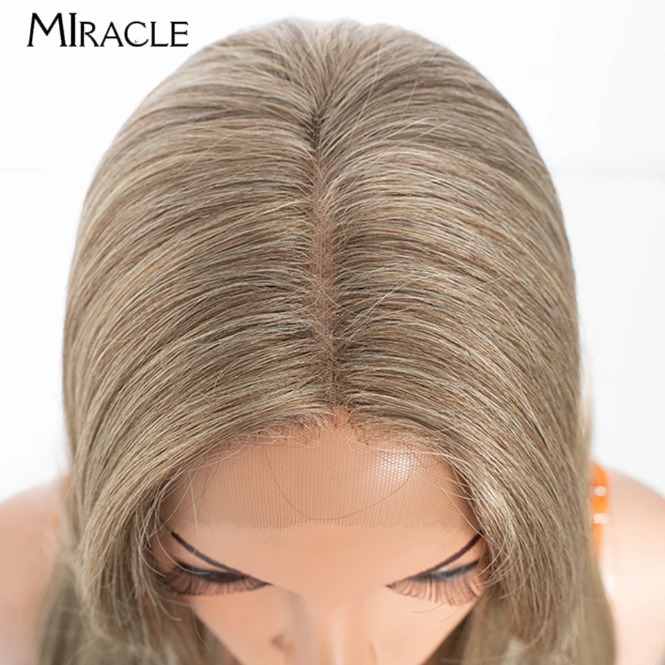 24 Inch Synthetic Lace Front Wig for Women Straight Lace Wigs With Bangs Heat Resistant Cosplay Wig Highlight Blonde