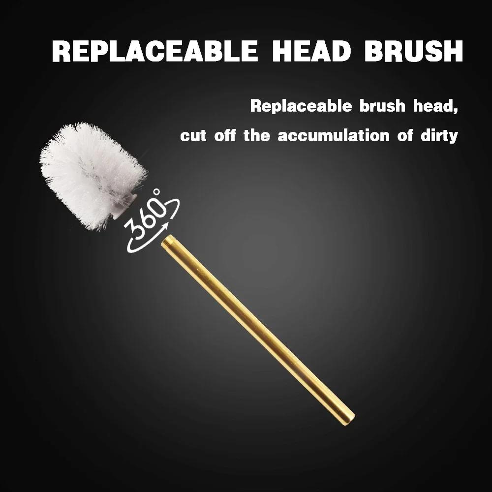 Nordic Style Toilet Brush Holder Golden Flexible Soft Bristles Creative Toilet Brush Set Floor Type Free Installation