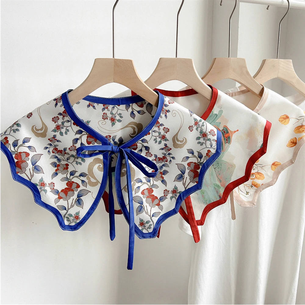 

Women Butterfly Shape Fake Collar Detachable Printed Shawl Scarf Shoulder Wraps Decoration Dress Shirt Collar Summer Neckwear