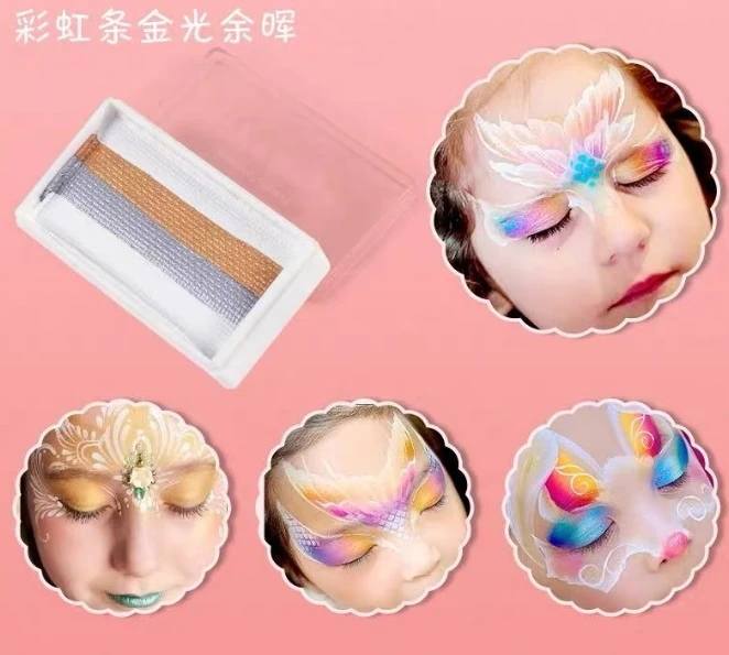 Grenzüberschreitende Malpigmente für Kinder, Gesichtsfarben, Regenbogenstreifen für Bühnen-Make-up, Gesichtswaschpigmente auf Wasserbasis, Wasser – Detail 3