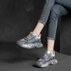 5cm Air Mesh Genuine Leather Flats Women Platform Wedge Summer Fashion Loafer Chunky Sneakers Mixed Color Comfy Shoes Vulcanize 4