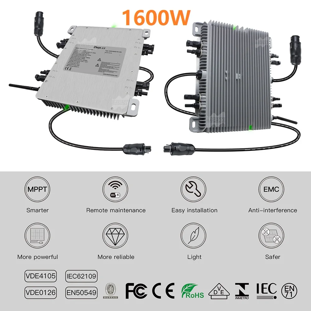 1600 Wg3 Inmetro Vde Iec Deye Convertitore Micro Inverter Solare 4Mppt Ip67 Wifi Integrato, 22-55Vdc A 80-260Vac Dalla Spedizione Ue