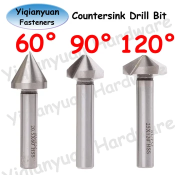 Countersunk HSS Chamfering Metal Milling Tool 1&3 Fluting Cutter De-durring Orifice Rose Cove Drill 1