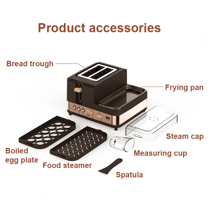 Electric Bread Toaster Oven Breakfast Sandwich Grill Baking Machine Eggs  Poacher Boiler Food Steamer Omelette Frying Pan Roaster - AliExpress