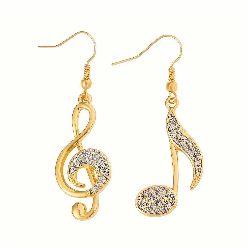 Rhinestone Music Symbol Earrings Women's Party Jewelry