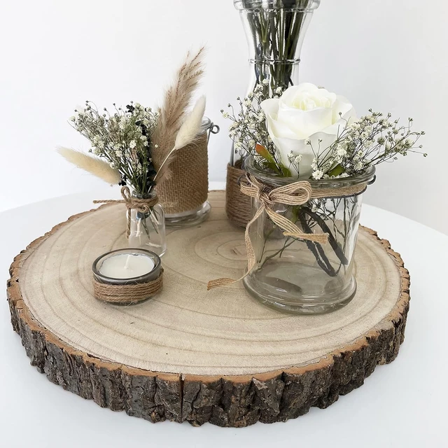 22-40cm Large Wood Slices for Centerpieces Wedding Birthday Cake Round  Display Board Rustic Wedding Centerpiece - AliExpress