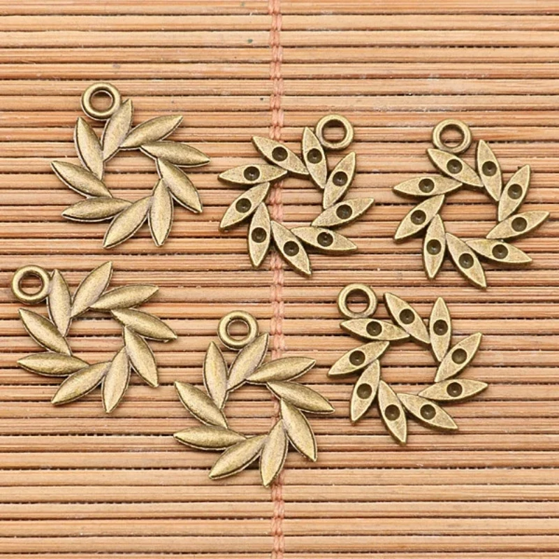 

30pcs 16mm Antiqued Bronze Tone Swirled Leaf Round Charms H3776 Charms for Jewelry Making