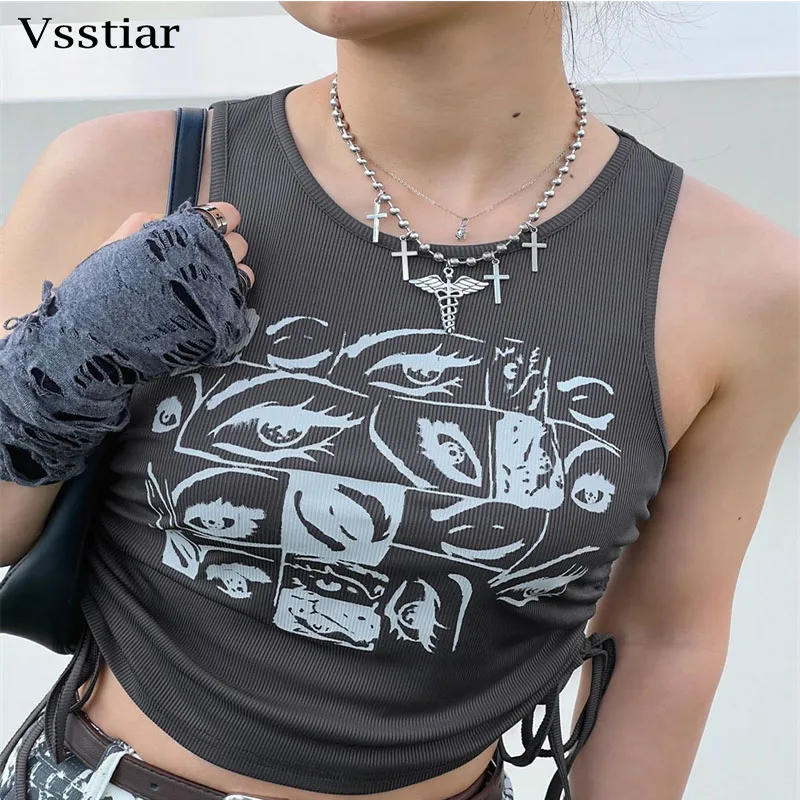 Vsstiar серый топ с кулиской Y2K Cropp сексуальный вязаный женский короткий