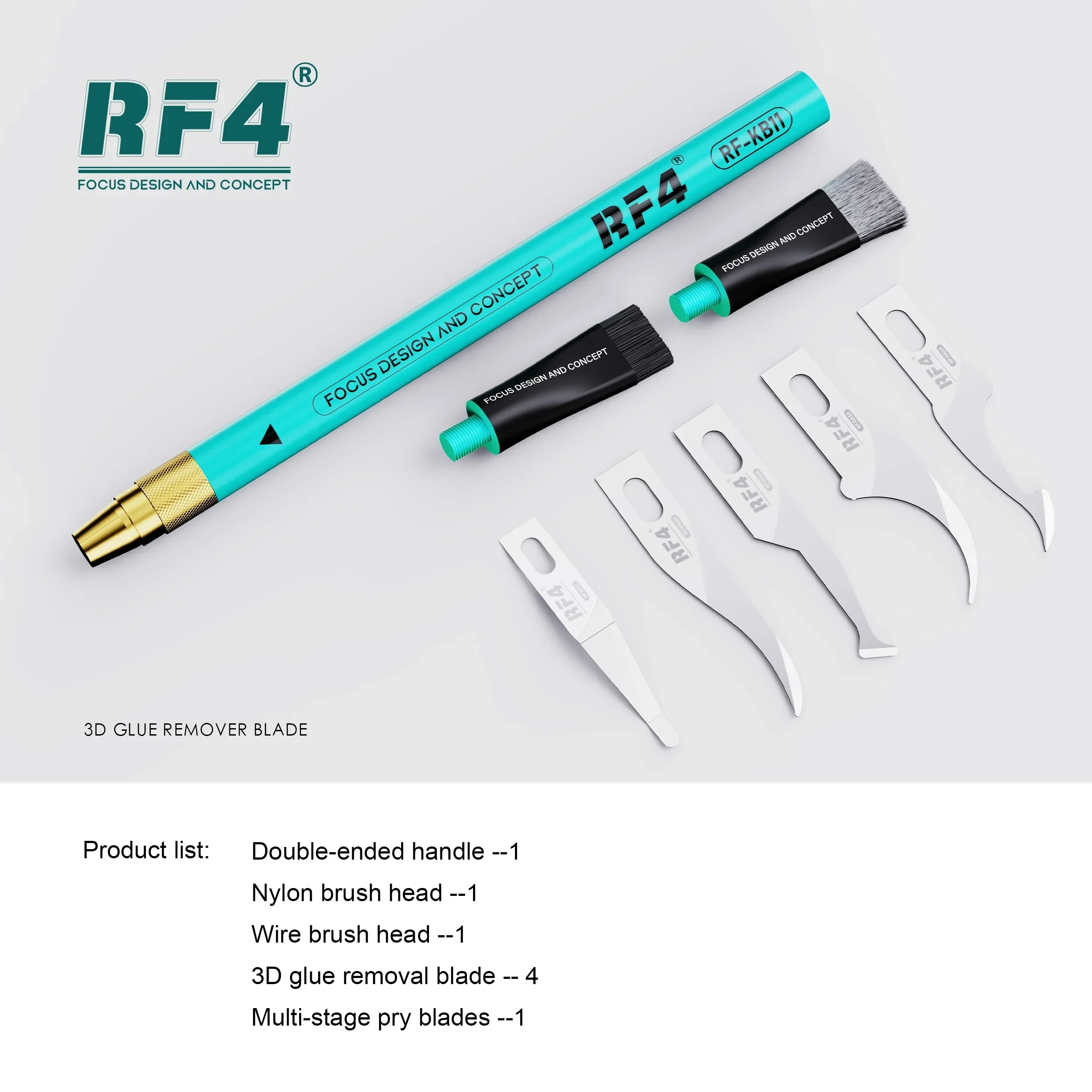 RF4 RF-KB11 IC 칩 수리 3D 주석 스크래핑 블레이드 키트, CPU IC 가장자리 분해 도구, 핸드 그라인딩 경도 용접 패드, 청소 도구