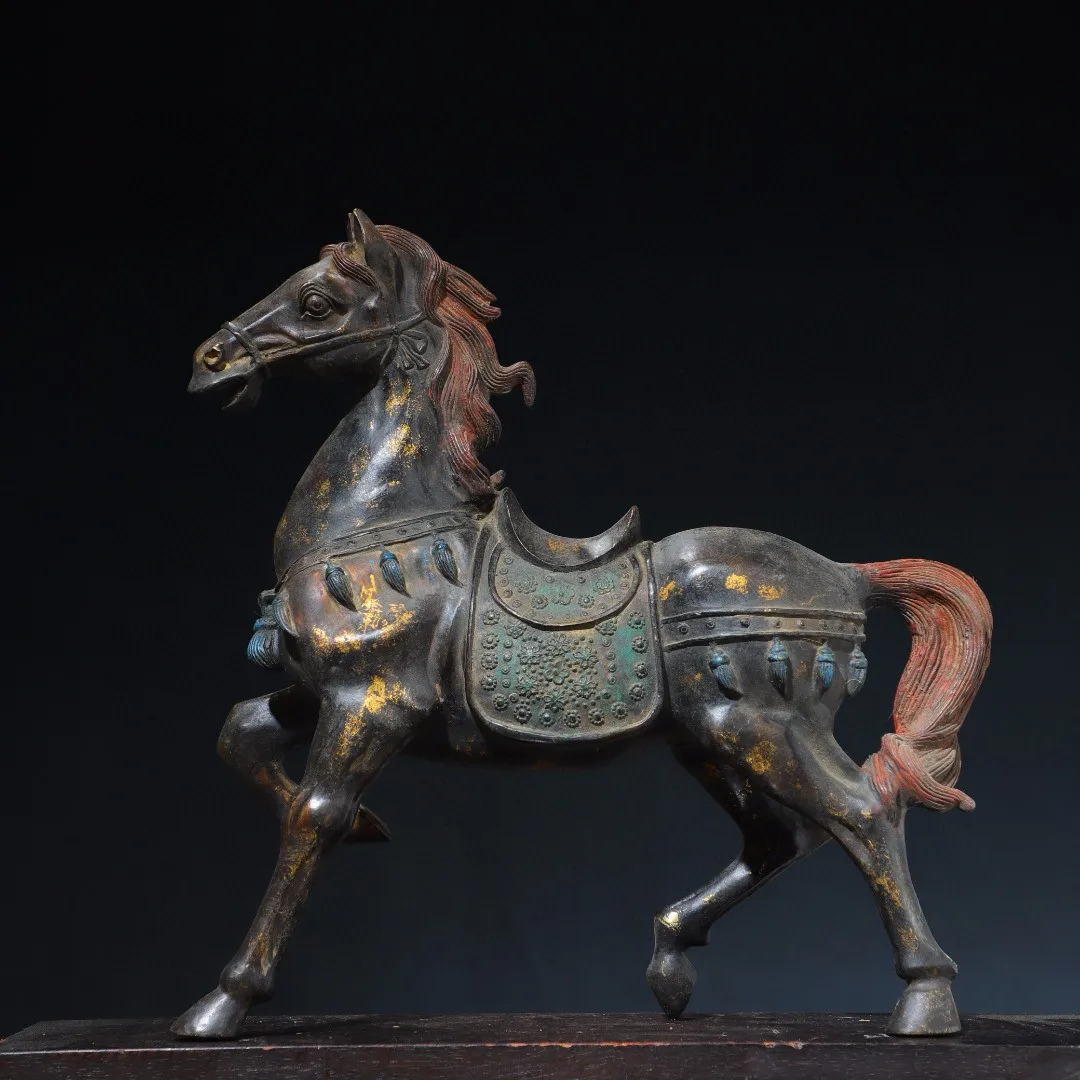 

Tibetan bronze decals painted ornaments horse to successful home shop study case porch Bo Gu supplies decoration 47cm.