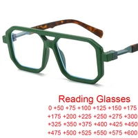 New Square Pilot Reading Glasses Optical Anti Blue Light  Double Bridge Green Eyeglasses Luxury Brand Prescription Clear Glasses 1