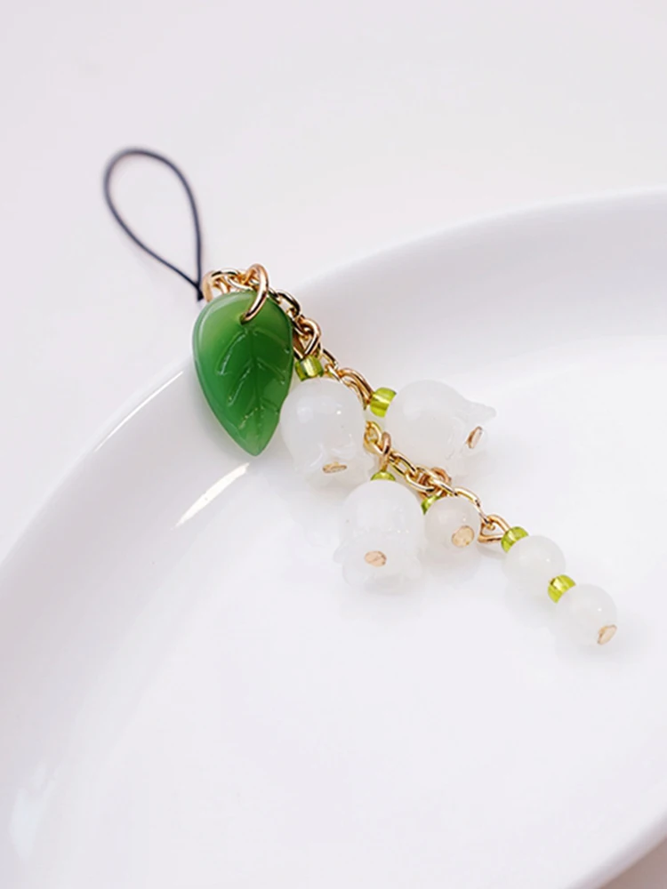 Lily Of the Valley Mobile Phone Lanyard Women Key Chain Pendant Pendant Jade Pendant Small Pendant Mobile Phone strap Chain
