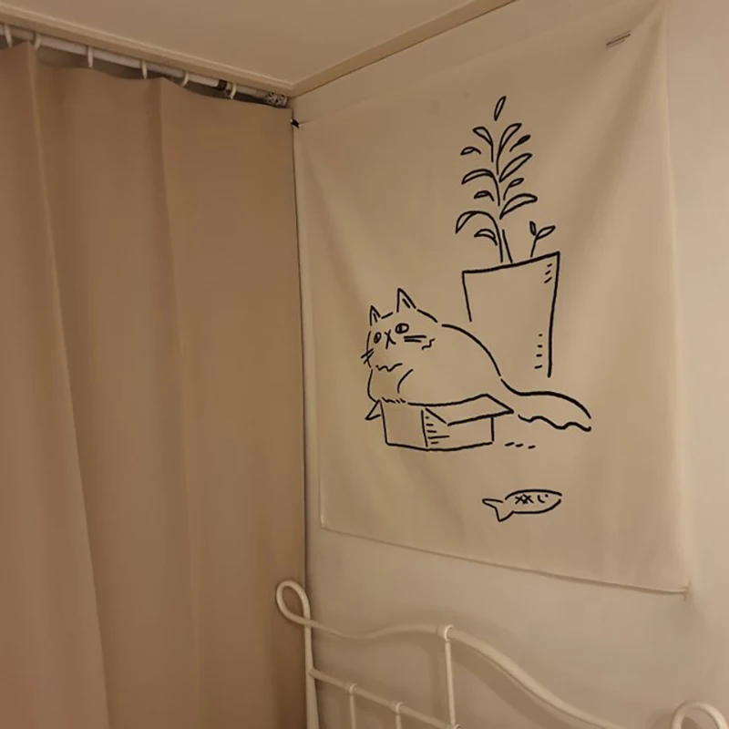 Tapestry decor Boho Decor Bedroom Kawaii Room Decor Cat Kids Blanket Background Cloth Wall Cloth Wall Hanging for Home