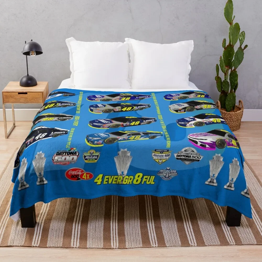 

#4evergr8ful Jimmie Johnson 2020 Final Ride Throw Blanket Furrys Thins Thermal Soft Plaid Blankets
