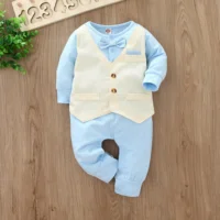 Spring Autumn Baby Boy Romper Newborn Infant Long Sleeve Gentleman Vest Baby Boys Clothes Jumpsuit Outfits Onesies 3