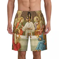 Custom Ethiopian Christian Christ Jesus Last Supper Swim Trunks Mens Quick Dry Board Shorts Swimwear Suits Boardshorts 1