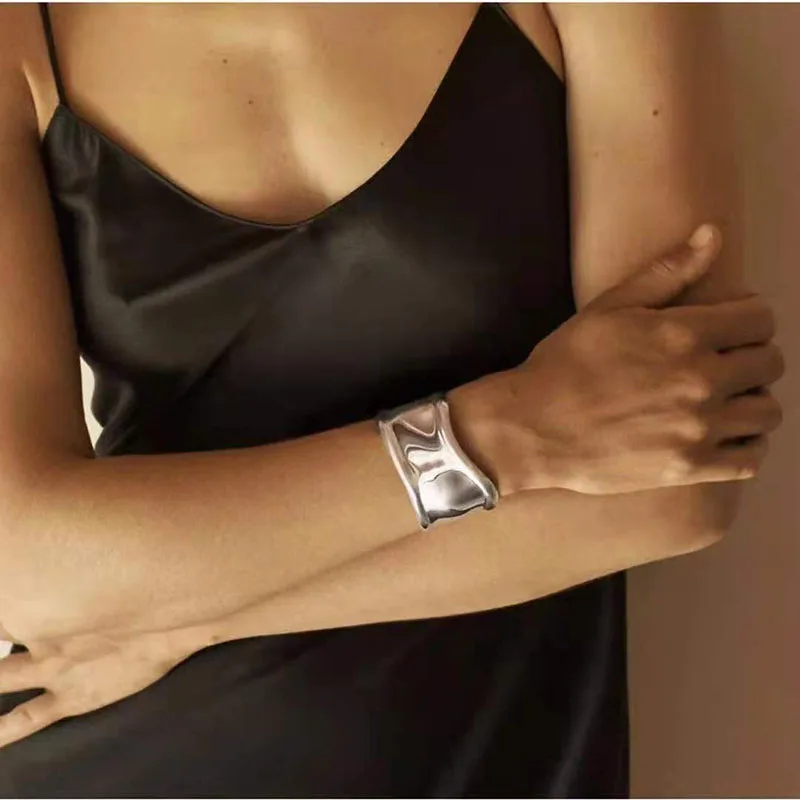Bangle Bracelet Zirconia Bangle Silver Gold Color Open Wide Cuff Bangles Jewelry For Women