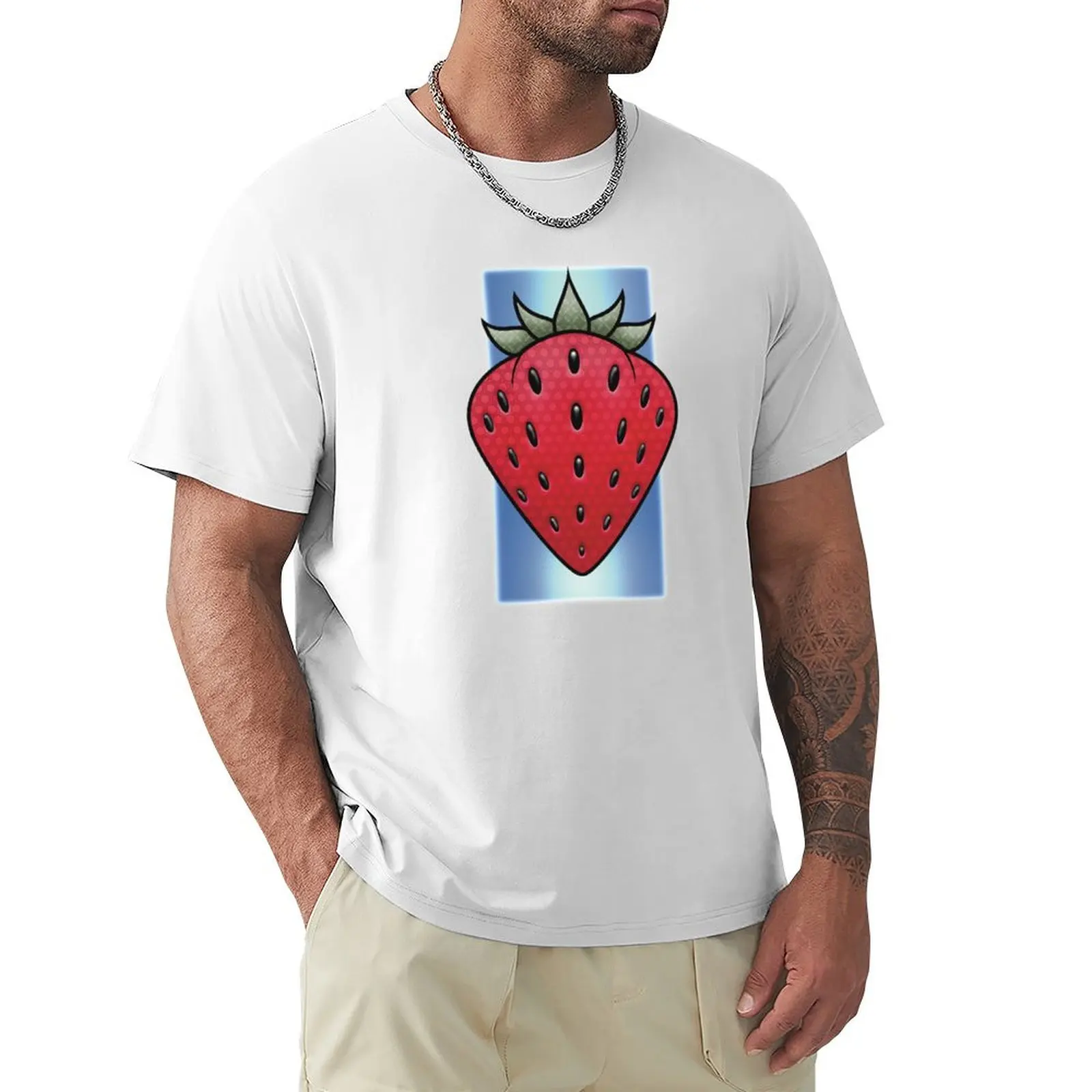 

Strawberry T-Shirt anime sweat kawaii clothes vintage Men's clothing