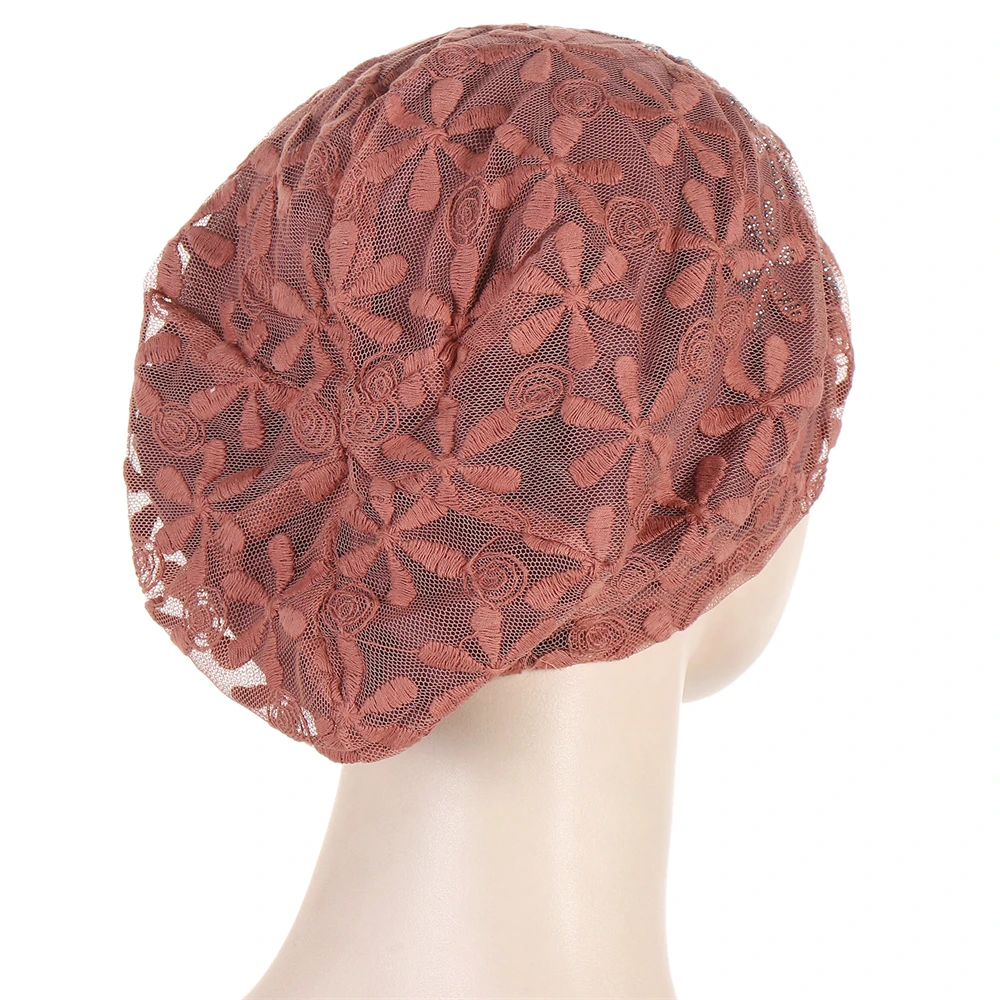 Women Hats Spring Summer Thin Bonnets for Women Designer Lace Flower Skullies Headscarf Hat Autumn Latest Turban Beanies Fashion 4