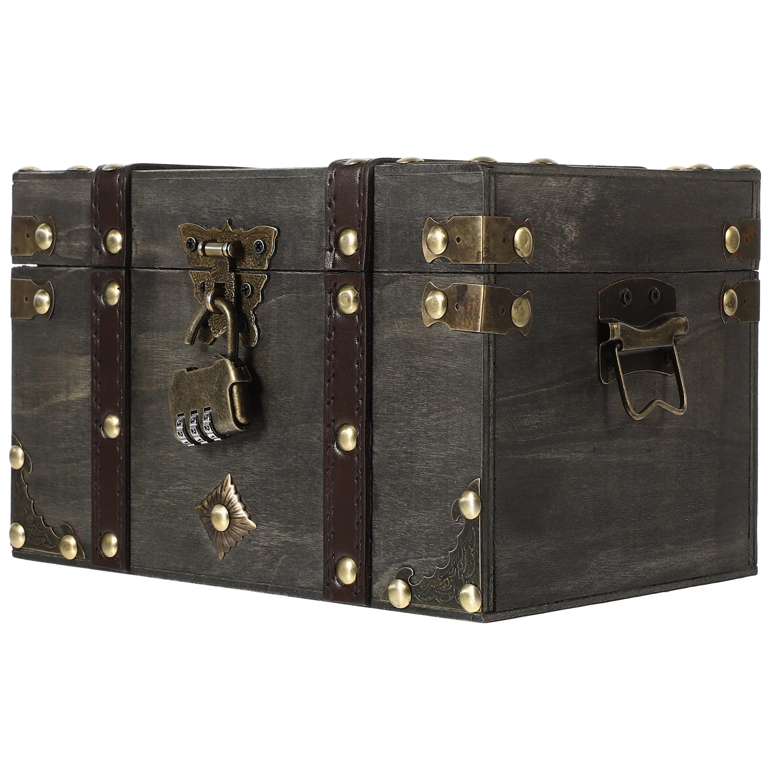 

Jewelry Container Retro Pirate Treasure Chest Jewlery Trinket Case Boxes with Lock Wooden Storage
