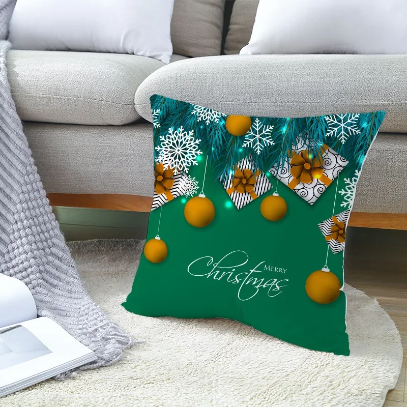 

Home Decor Christmas Living Room Bedside Decor Green Series Printed Pillowcase Polyester Pillowcase funda de almohada