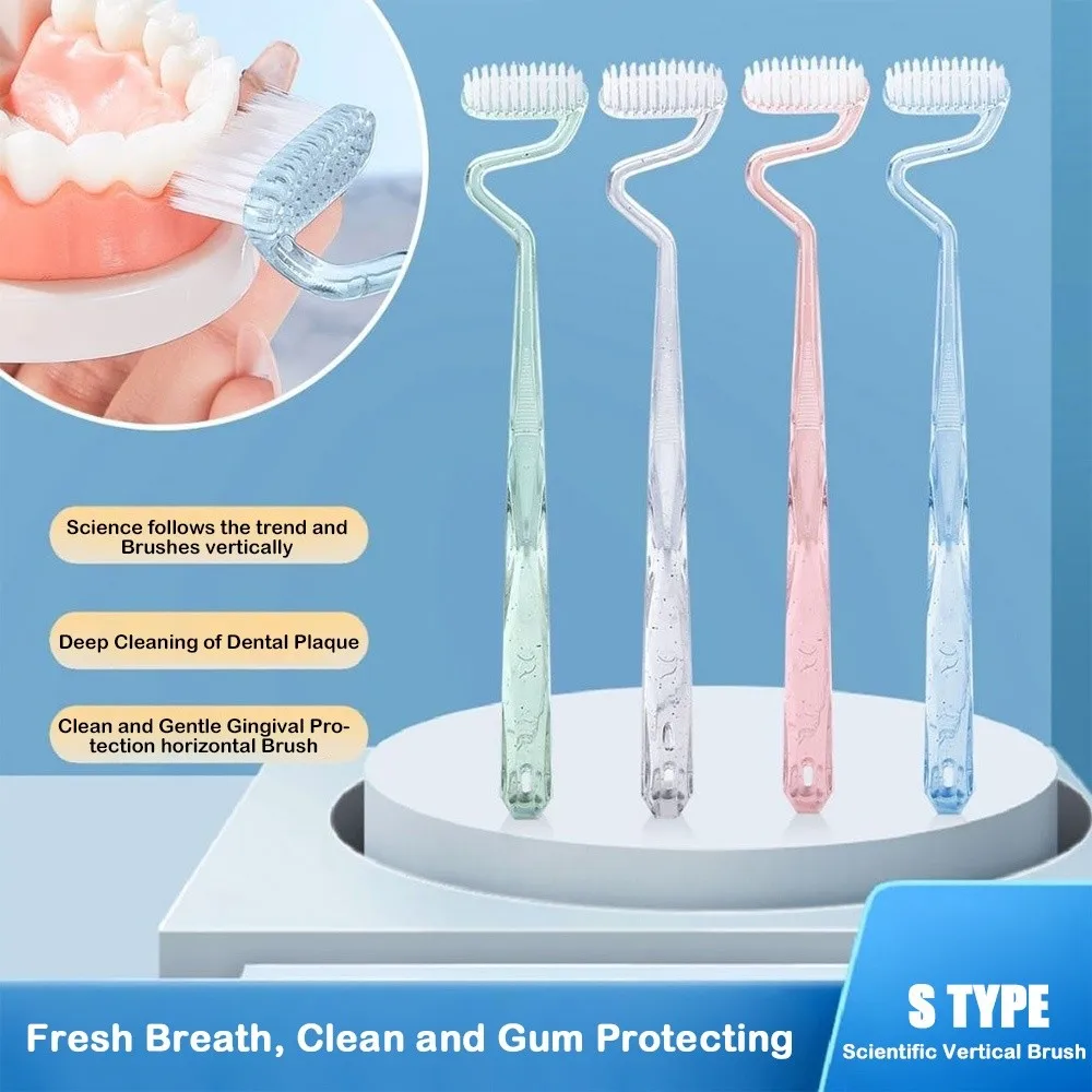 New Soft S-shaped Toothbrush Massage Tongue Coating Cleaning Interdental Brush Oral Care Vertical Toothbrush Adults