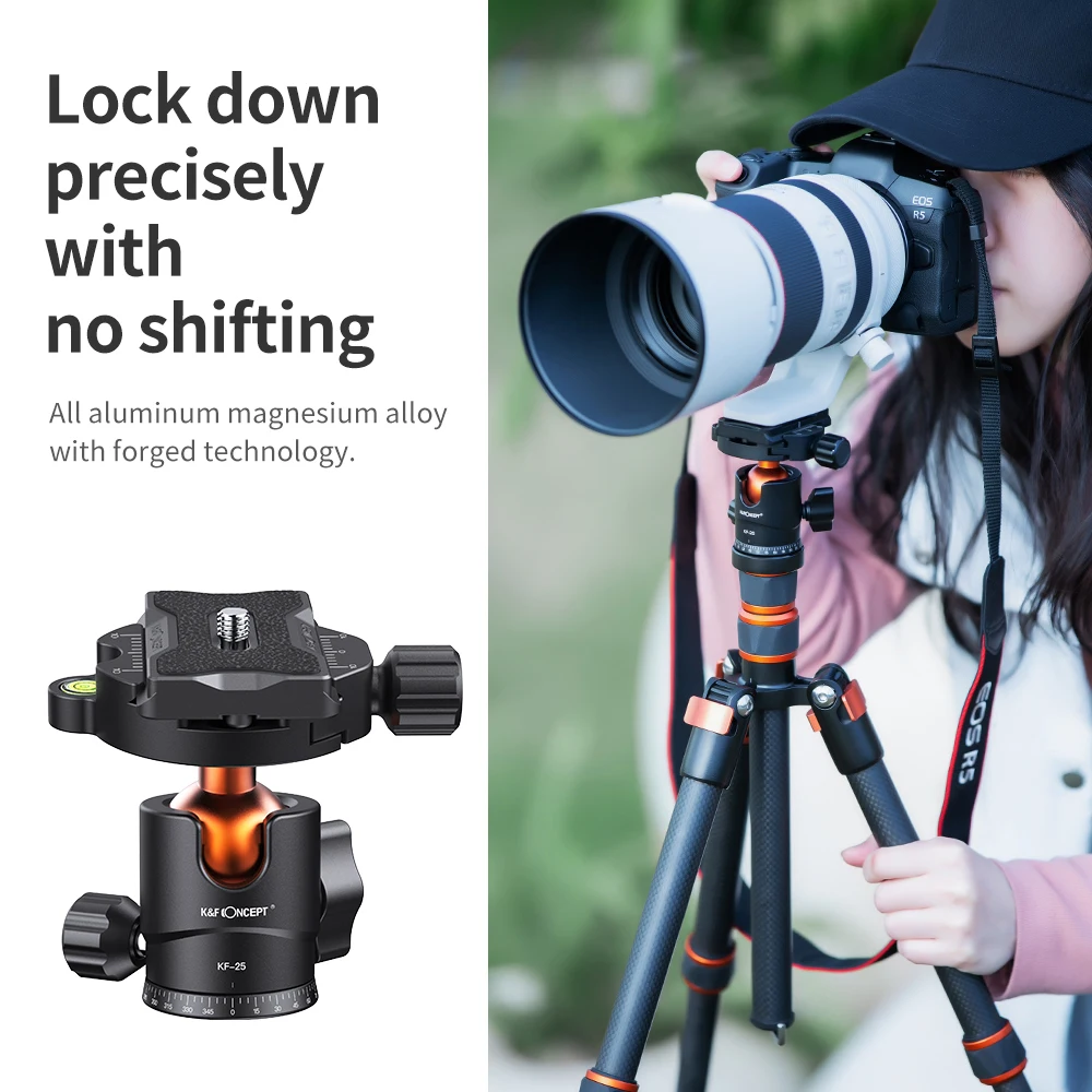 Ballhead Tripod Mount Adapter 25mm Large Ball Head Adapter QR Plate 1/4"Screw Aluminium Alloy 8kg Payload