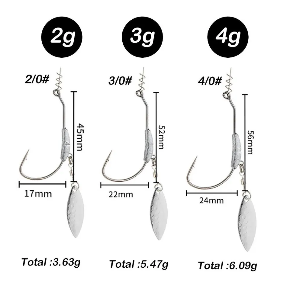 Kit Com 55 Ganchos De Pesca Twistlock - Para Robalo E Iscas De Plástico - 5 Tamanhos Diferentes
