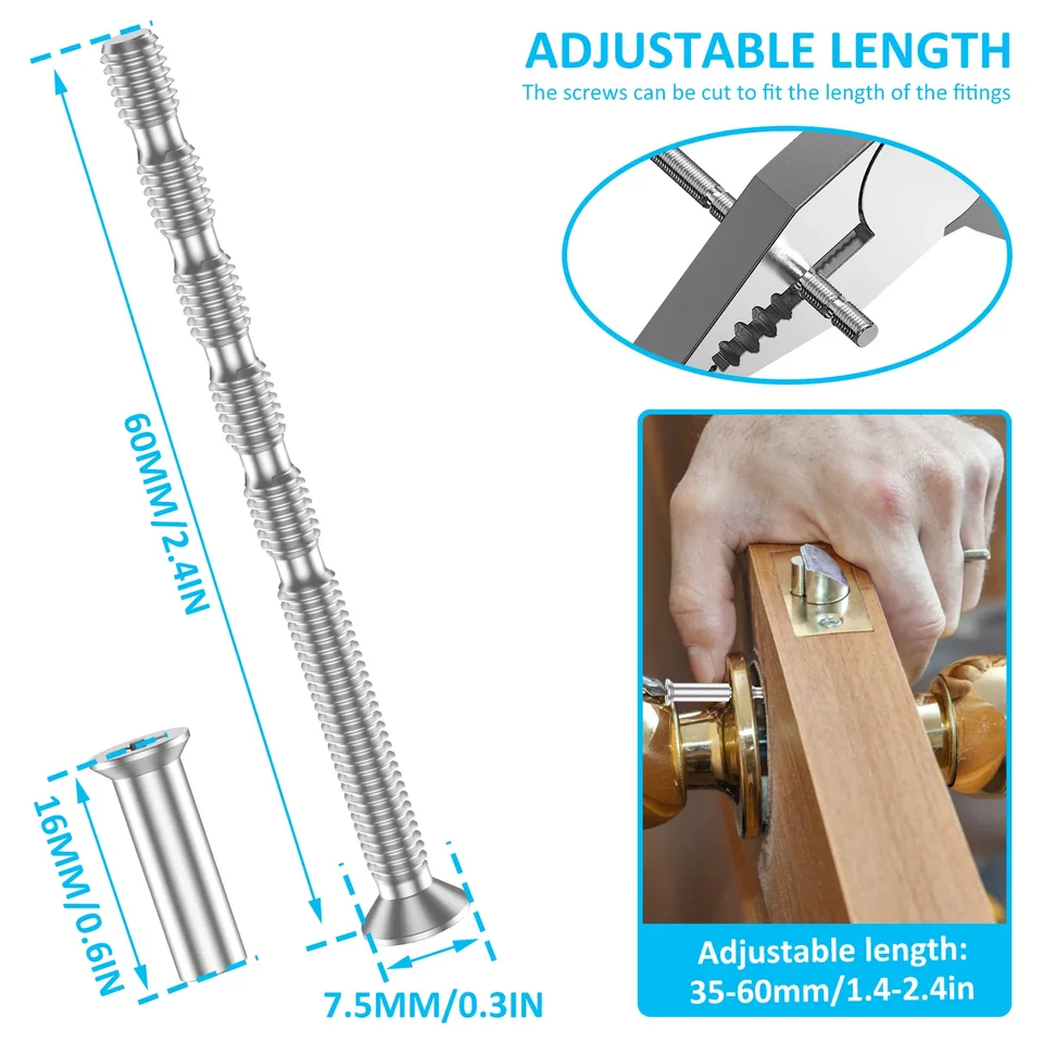 Nuovo 10 X Coppie Di Cerniera Sicurezza Bulloni Ottone Cromato Acciaio - Foto 2