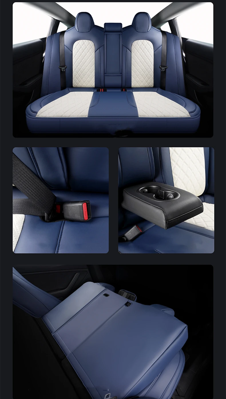 For Tesla Model 3 Y Custom Fit Car Seat Cover Accessories For Tesla 360 Degree Full Covered Perforated Artificial Leather