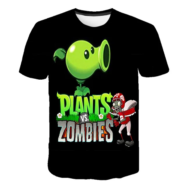 Boys Girls 3D Short Sleeve T-Shirt Plant Zombie Print T-Shirt Girls Cartoon T-Shirt 3-14 Years Old Anime T-Shirt TX-s476