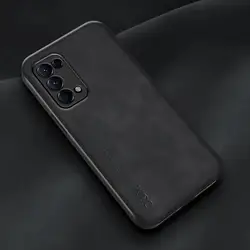 Luxury Magnetic Leather Phone Case with Built - in Magnet and Soft Cover - Reno 6 Pro Global (Black)