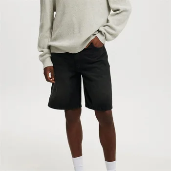 Men s Vintage Washed Denim Shorts with Relaxed Fit and High Waist for a Stylish Summer Look 2